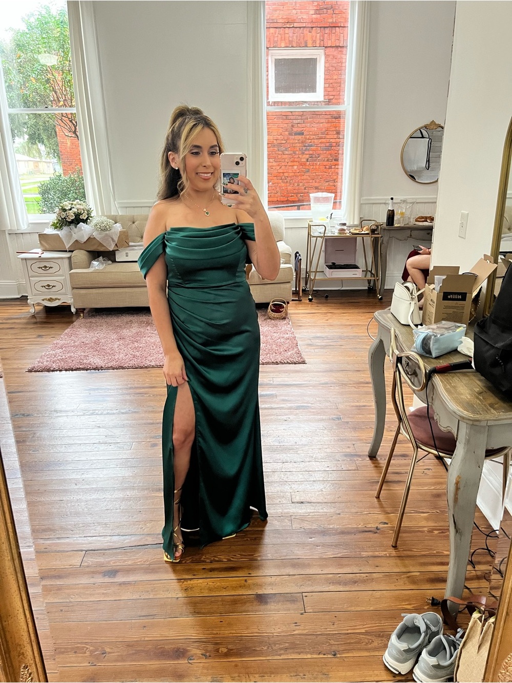 Fashion Nova Emerald Green Maxi Dress